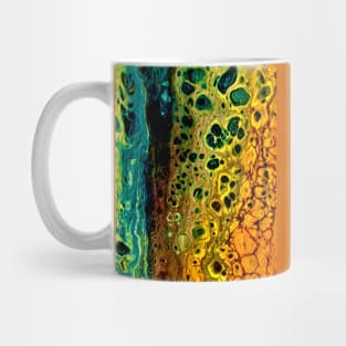 Teal gold acrylic pour art Mug